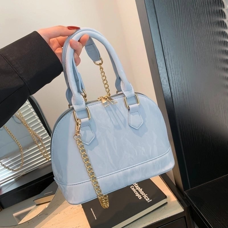 Women's Pu Leather Solid Color Vintage Style Classic Style Zipper Crossbody Bag
