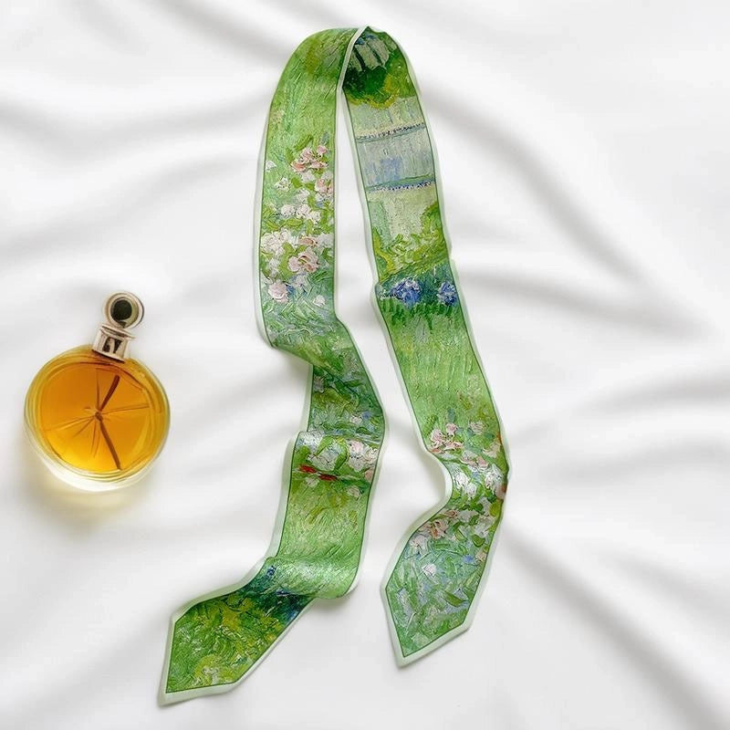 Women's Fairy Style Sweet Flower Satin Silk Scarf