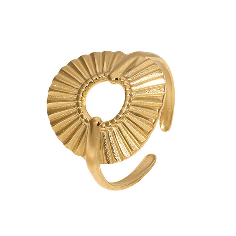 IG Style Pleated Geometric Stainless Steel Electroplating Rings