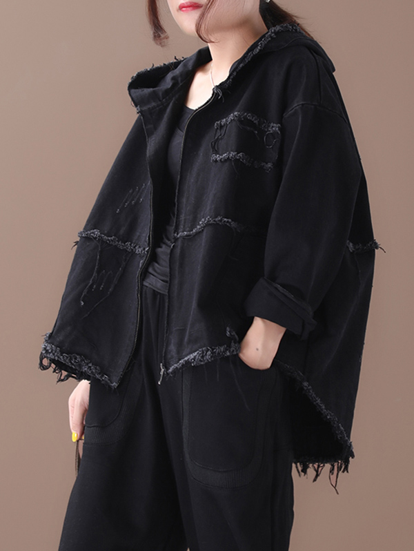 Original Solid Hooded Denim Outwear
