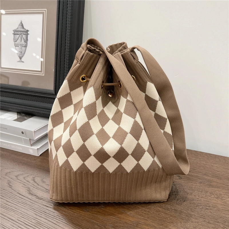 Women's Medium Knit Geometric Vintage Style Classic Style String Tote Bag