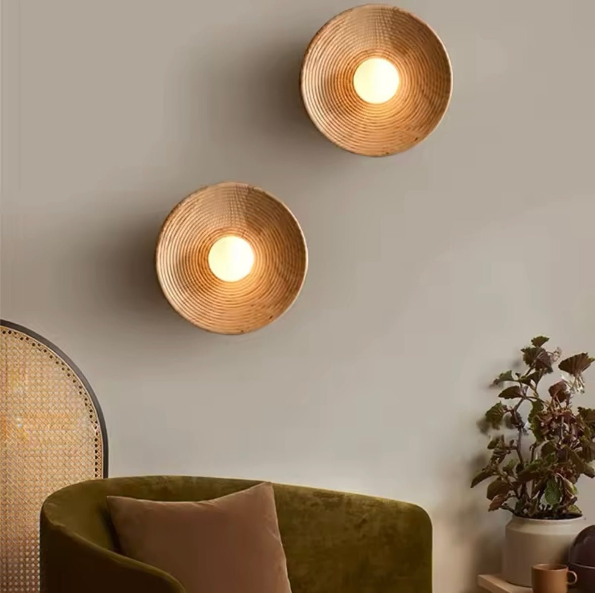 Rustic Woven Wall Sconce with Warm Ambient Glow
