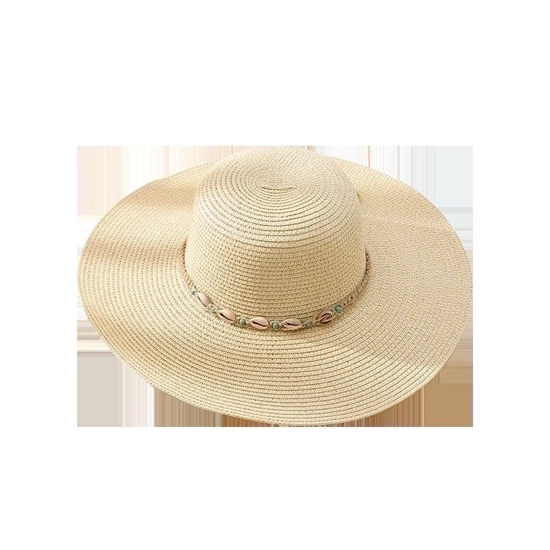 Women's Beach Shell Wide Eaves Straw Hat