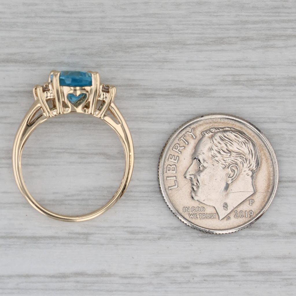 2.19ctw Oval Blue Topaz Diamond Ring 10k Yellow Gold Size 4.5