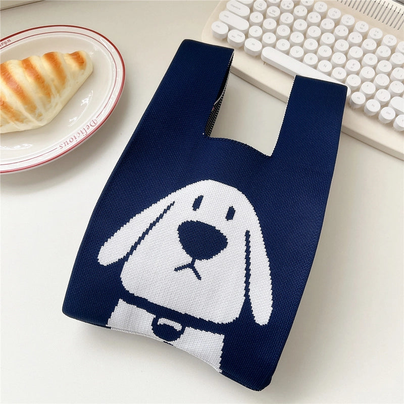 Women's Small Knit Animal Cartoon Cute Open Handbag
