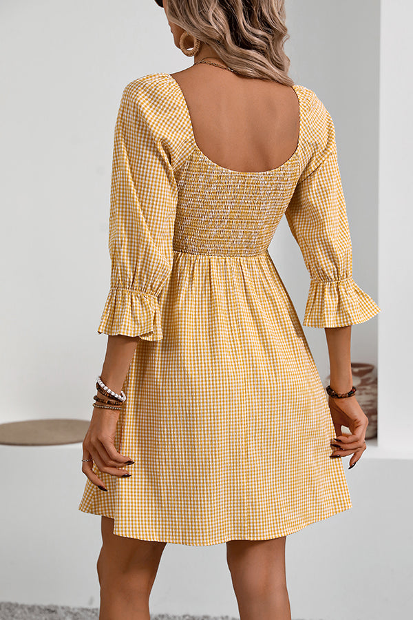 Smocked Bust Short Sleeve Mini Dress