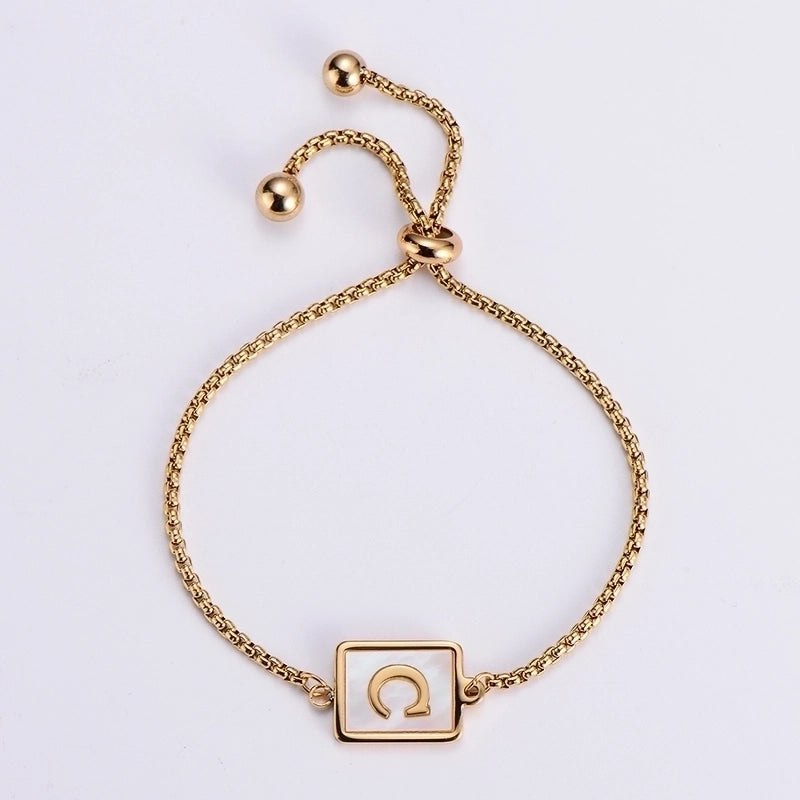 Minimalist Letter 304 Stainless Steel 18K Gold Plated Shell Bracelets In Bulk
