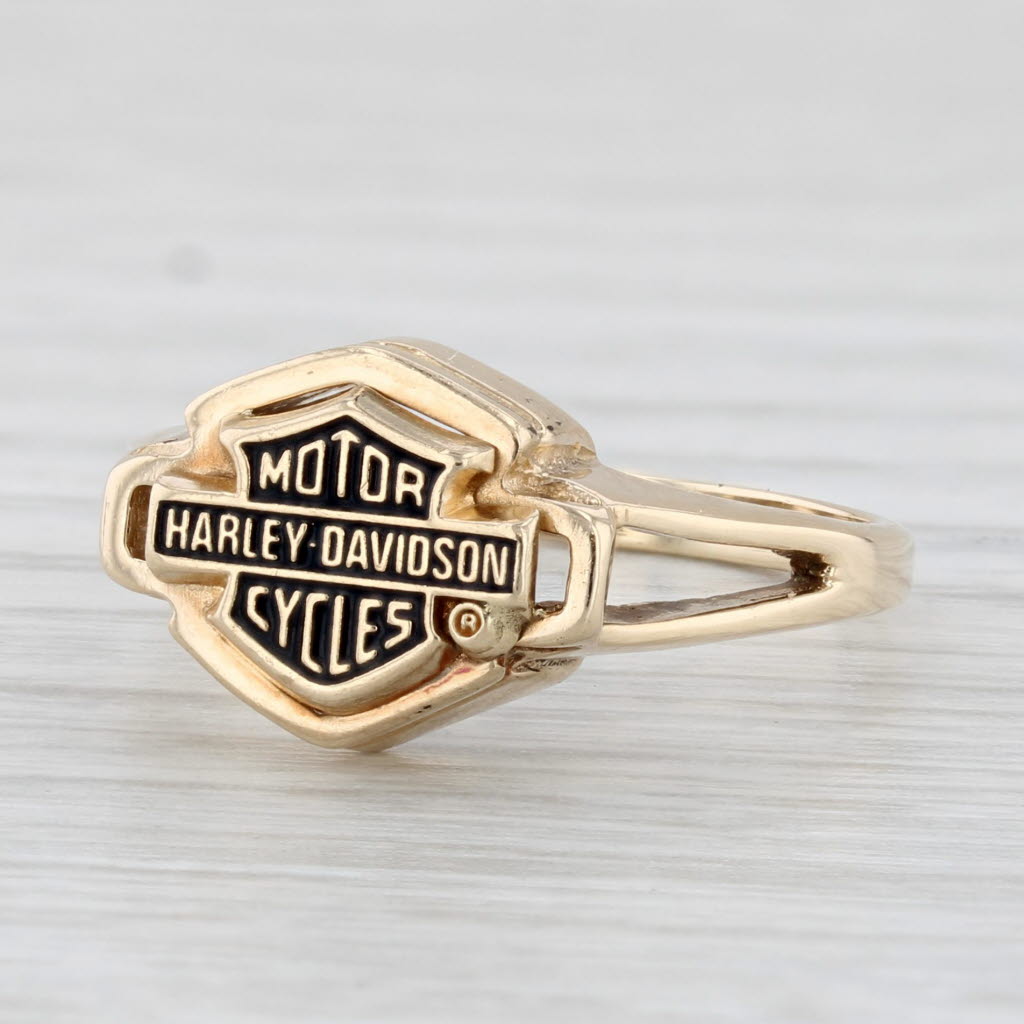Harley Davidson Motorcycles Logo Signet Ring 10k Yellow Gold Size 7.25 Stamper