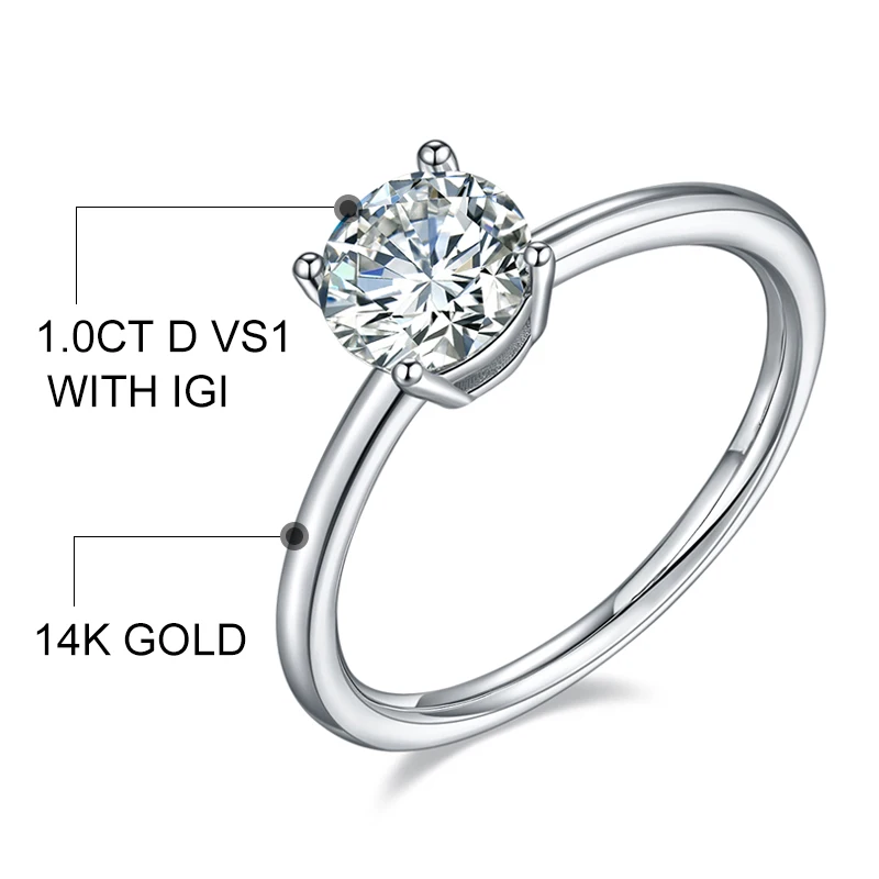 1ct 2ct 3ct 4ct 5ct 6ct wedding brand jewelry 14k 18k gold lab grown diamond ring