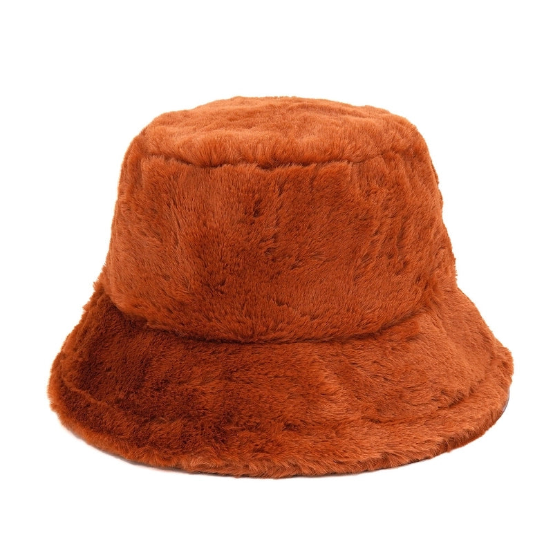Autumn And Winter Hat Women's New Rabbit Velvet Fisherman Hat Solid Color Candy Color Warm Thick Plush Basin Hat Japanese Fashion