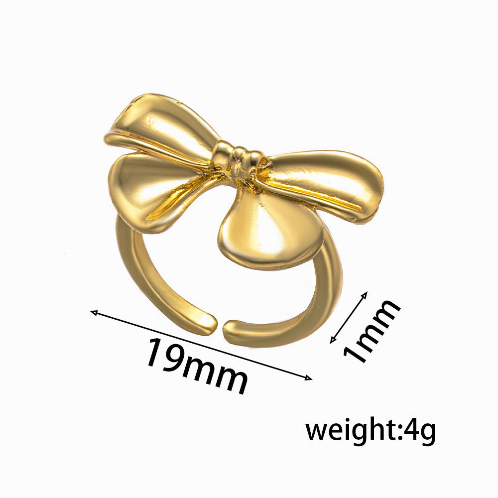 Niche Design Bow Ring For Women Fashionable Exquisite Simple And Versatile Open Ring
