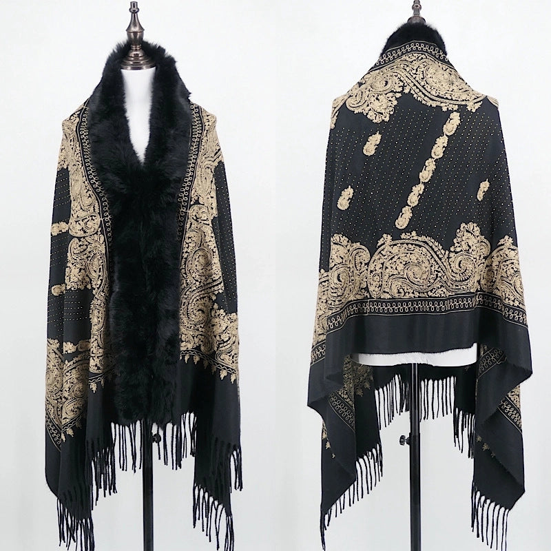 Women's Ethnic Style Flower Imitation Cashmere Tassel Shawl
