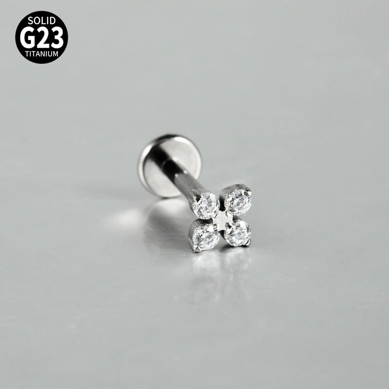 2 Pieces 3 Pieces Lip Rings Casual Elegant Vacation Triangle Flower G23 Titanium Zircon Zircon 18K Gold Plated Lip Rings Ear Cartilage Rings & Studs