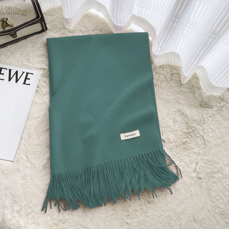 Autumn And Winter Solid Color Scarf New  Cashmere Scarf Women's Tassel Warm Large Shawl Scarf