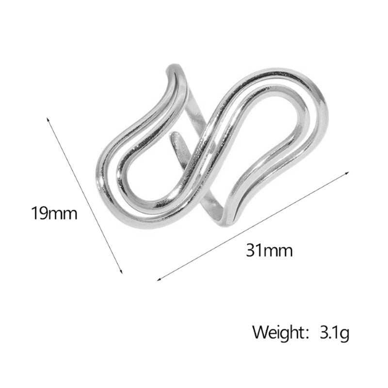 Minimalist Cold Style Special S-Shaped Niche Design Geometric Simple Versatile Stainless Steel Ring Female