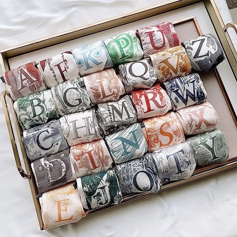Women's Bohemian Letter Satin Printing Silk Scarves