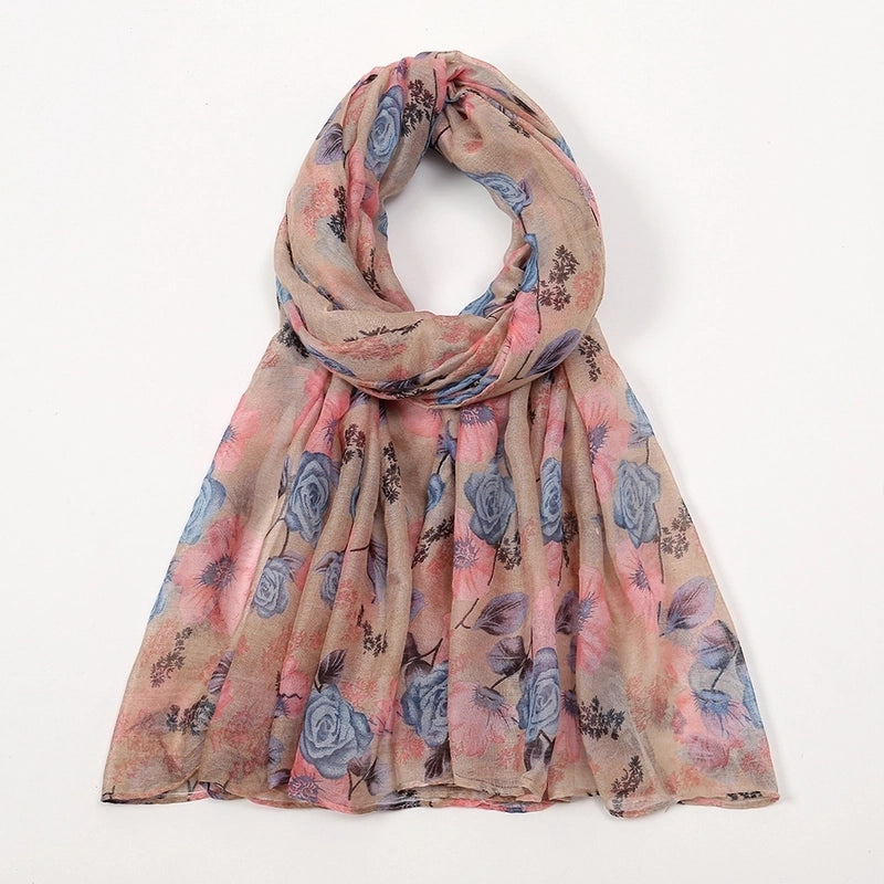 Women's Retro Lady Printing Rose Rayon Polyester Printing And Dyeing Printing Dyeing Scarf Shawl Hijab