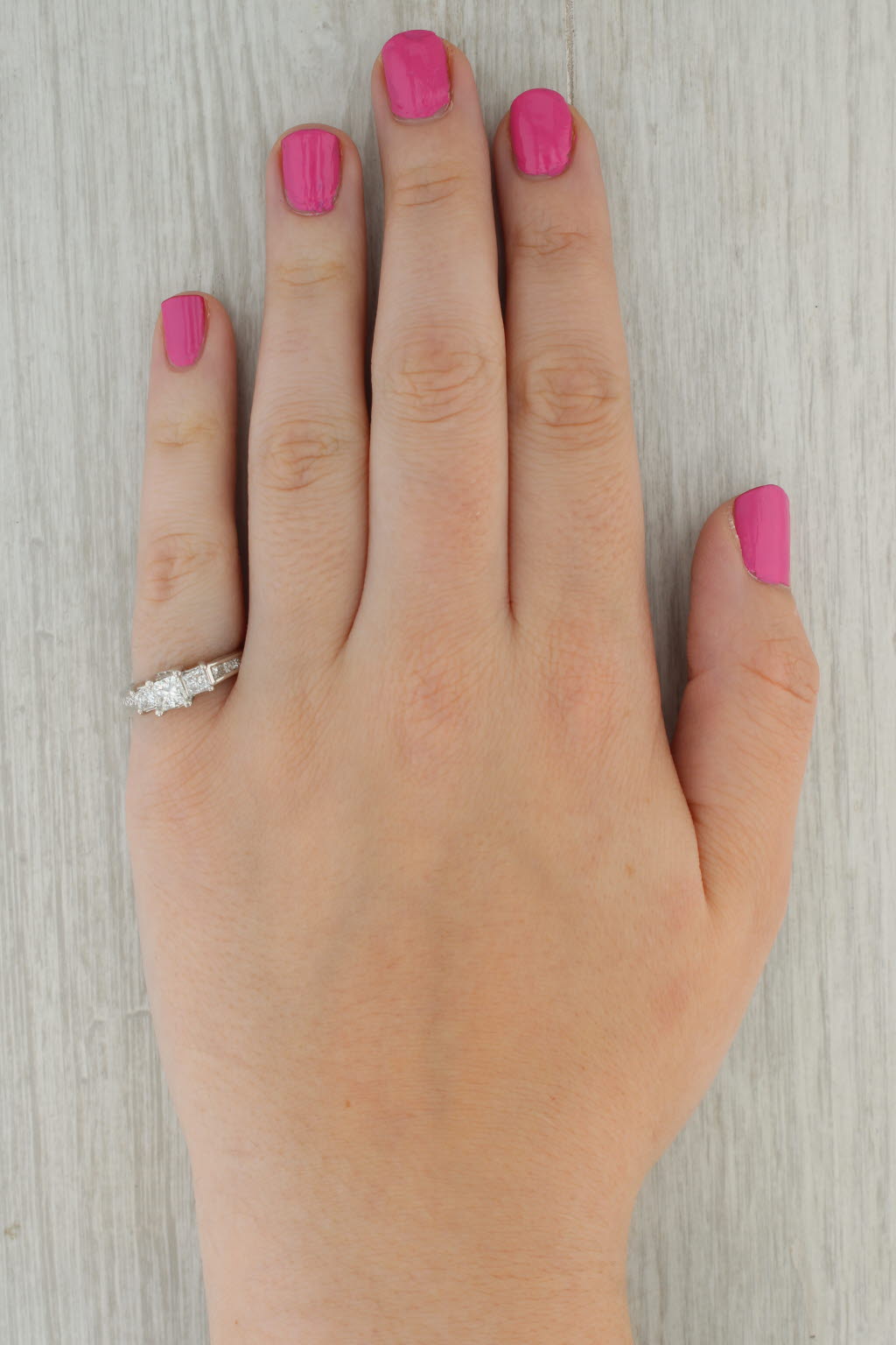 1.45ctw Princess Diamond 3-Stone Engagement Ring 14k White Gold Size 6.75