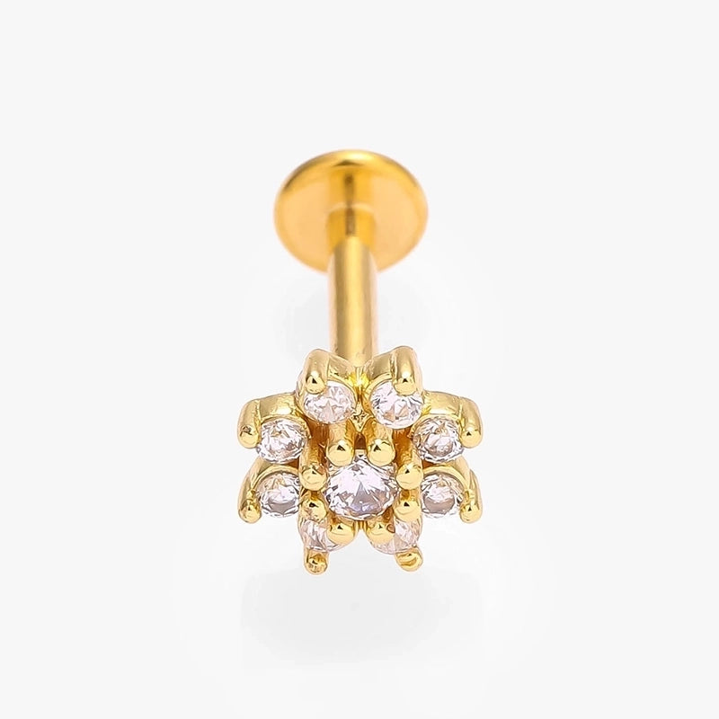 1 Piece Lip Rings Minimalist Commute Leaves Heart Shape Flower 316L Stainless Steel  Inlay Zircon 18K Gold Plated Ear Cartilage Rings & Studs