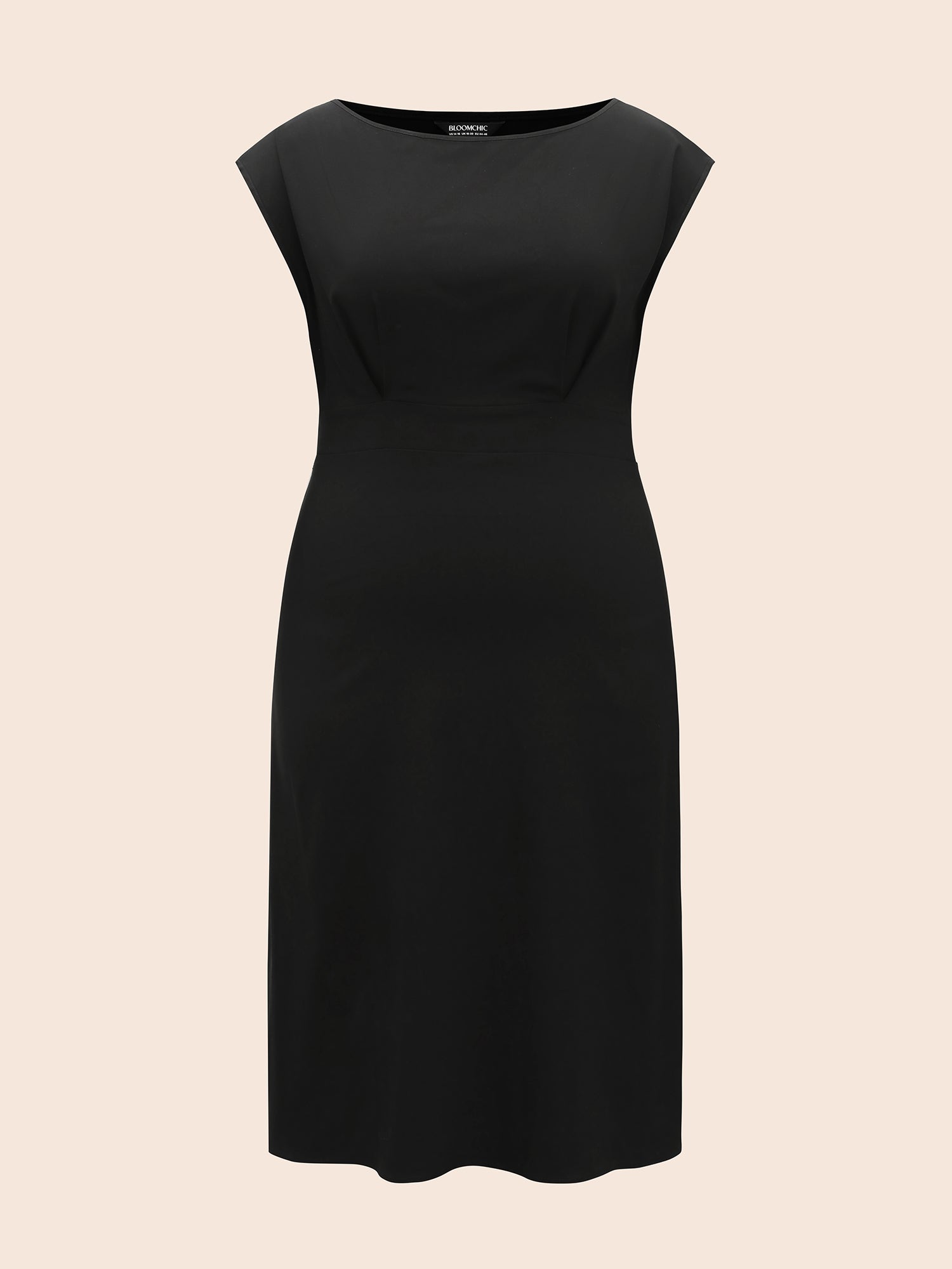 Stretch Woven Cowl Neckline Midi Dress