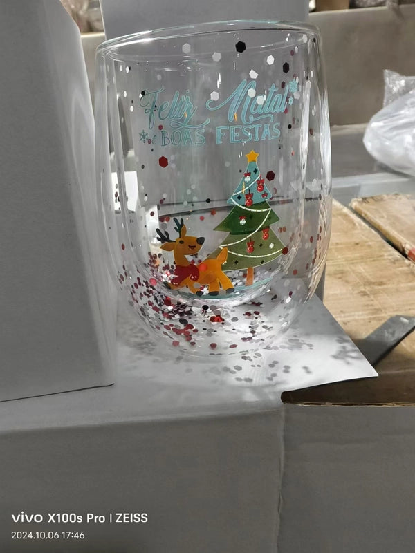 Christmas Casual Vacation Cartoon Borosilicate Glass Water Bottles 1 Piece