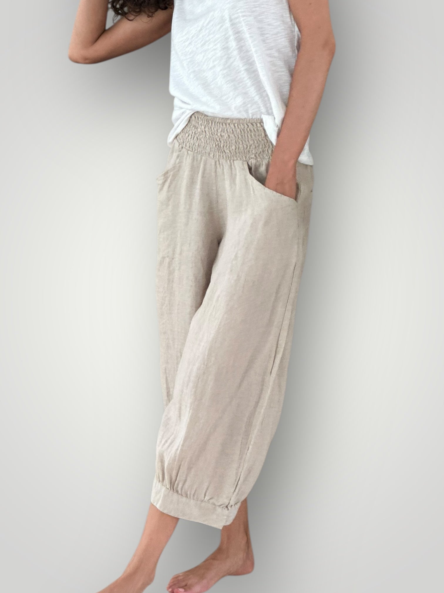 jackie pant - natural linen
