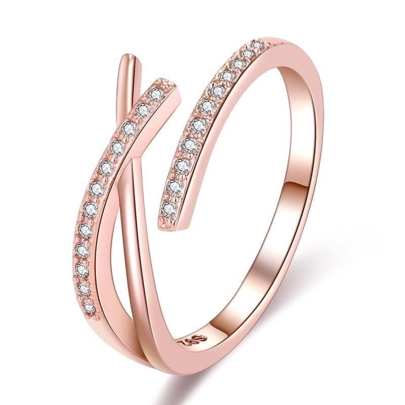 Minimalist Solid Color Copper Plating Inlay Artificial Diamond Rings 1 Piece