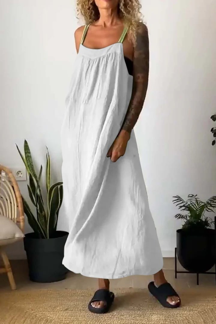 Women's Simple Cotton Linen Sling Dress🔥Free Shipping
