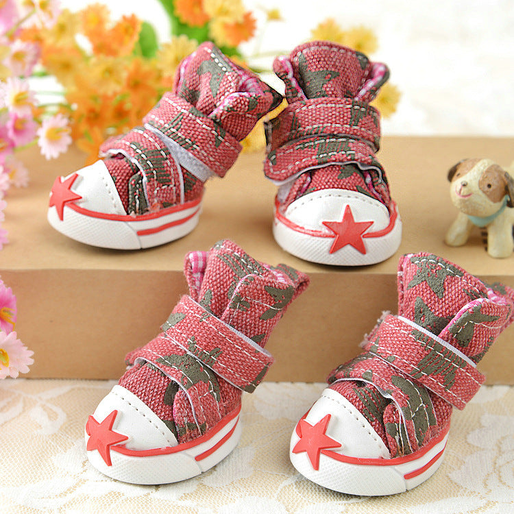 Star Printed Dog Canvas Shoes