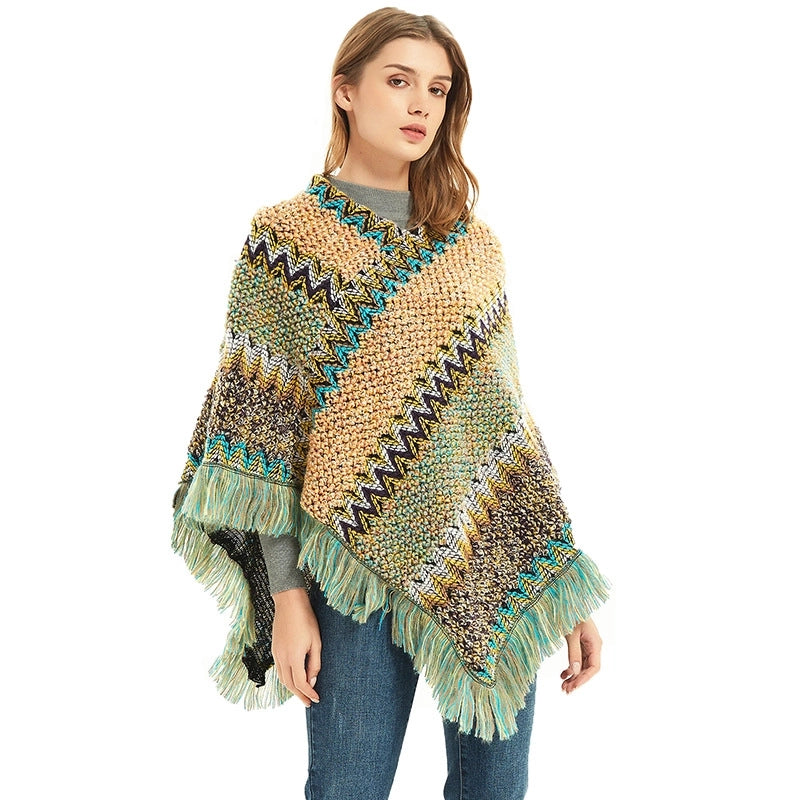 Unisex Streetwear Stripe Acrylic Tassel Shawl