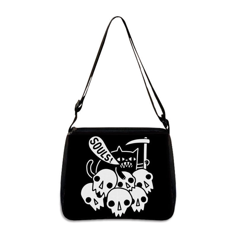 Women's Small All Seasons Polyester Cartoon Cat Vintage Style Square Zipper Underarm Bag