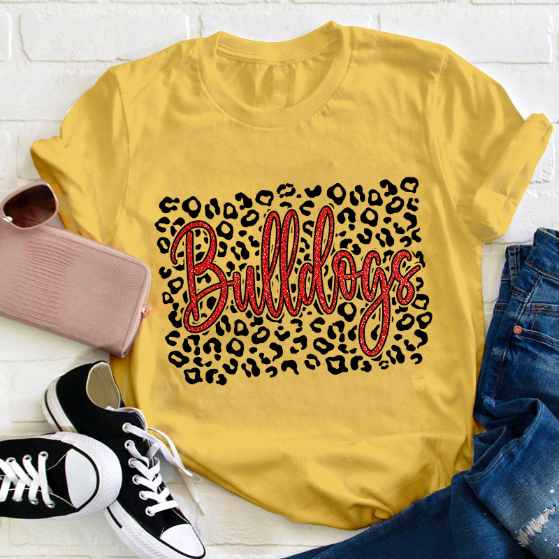 Personalized Leopard Team Spirit Teacher T-Shirt