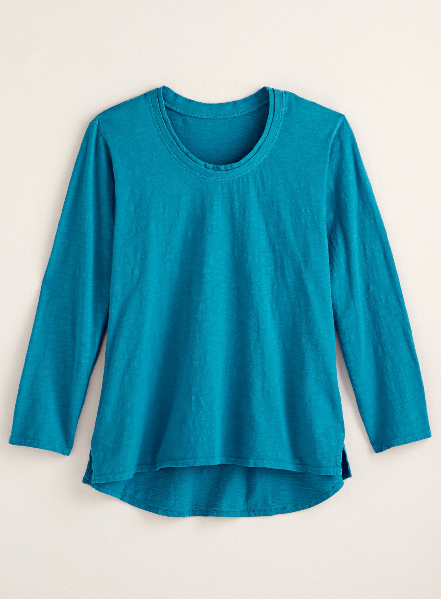 Classic Cotton High-Low Top - Slub Knit Solid