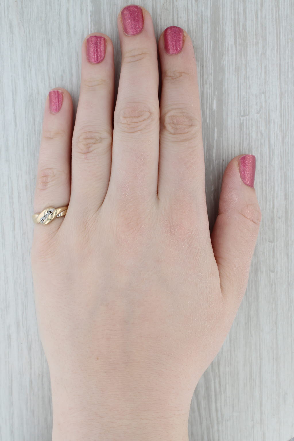 Diamond Bypass Ring 10k Yellow Gold Size 6.75 Band