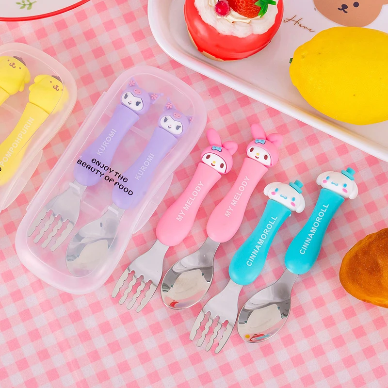 CUTE CARTOON ANIME SPOON FORK SET PORTABLE STAINLESS STEEL TABLEWARE