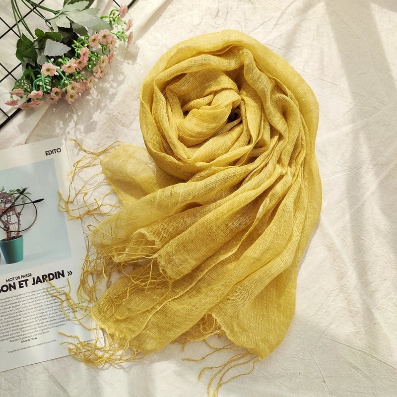 Women's Ethnic Style Solid Color Linen Silk Scarf