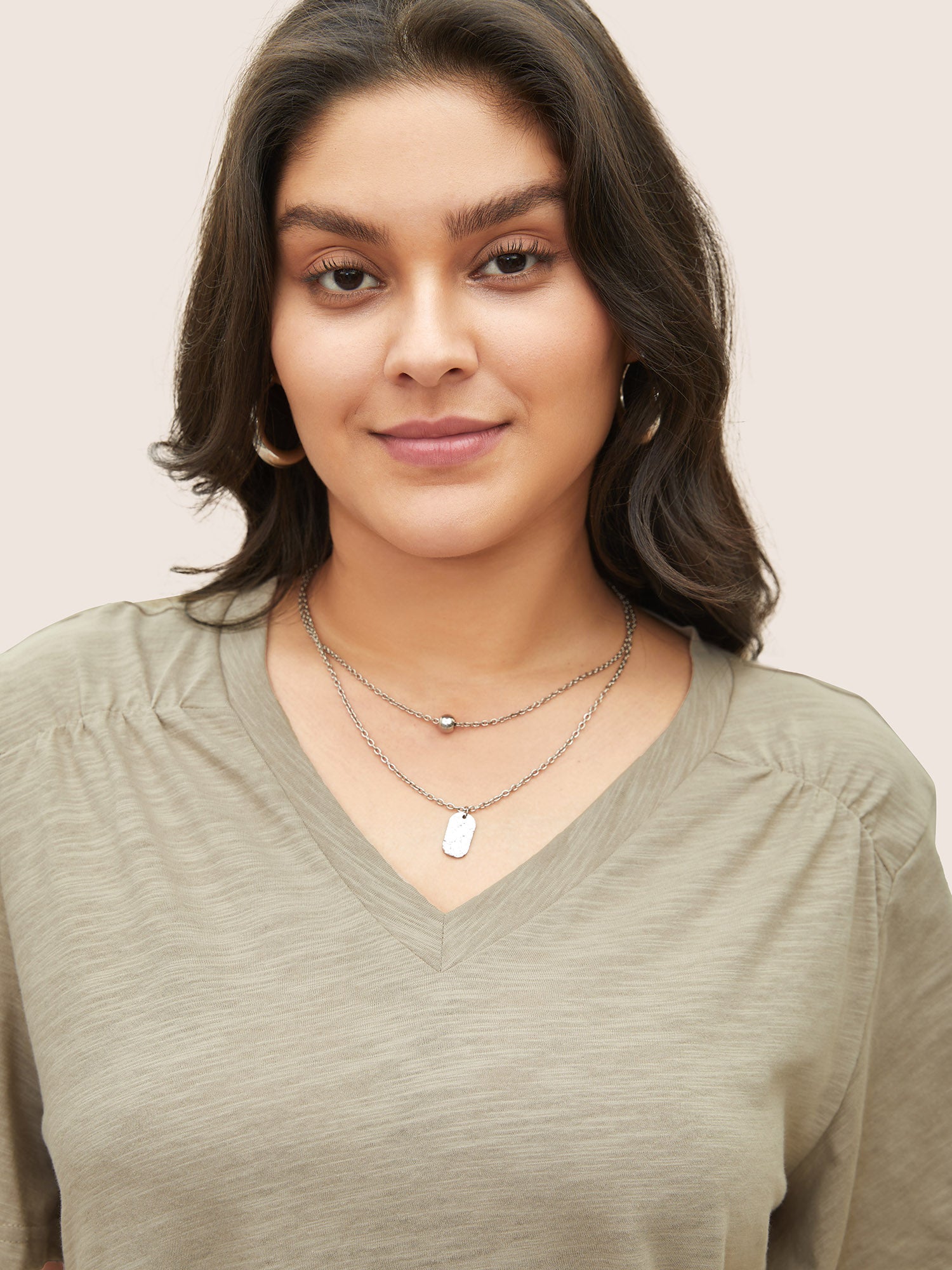 Plain Ruffle Sleeve Heather V Neck T-shirt