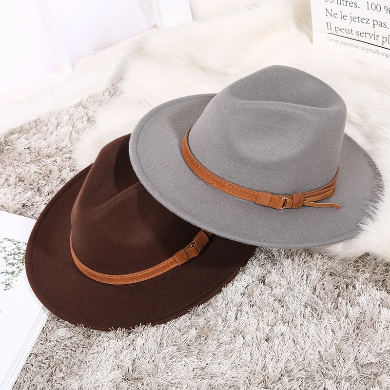 Hat New  Fashion Top Hat Creative Belt Decorative Woolen Jazz Hat Hot
