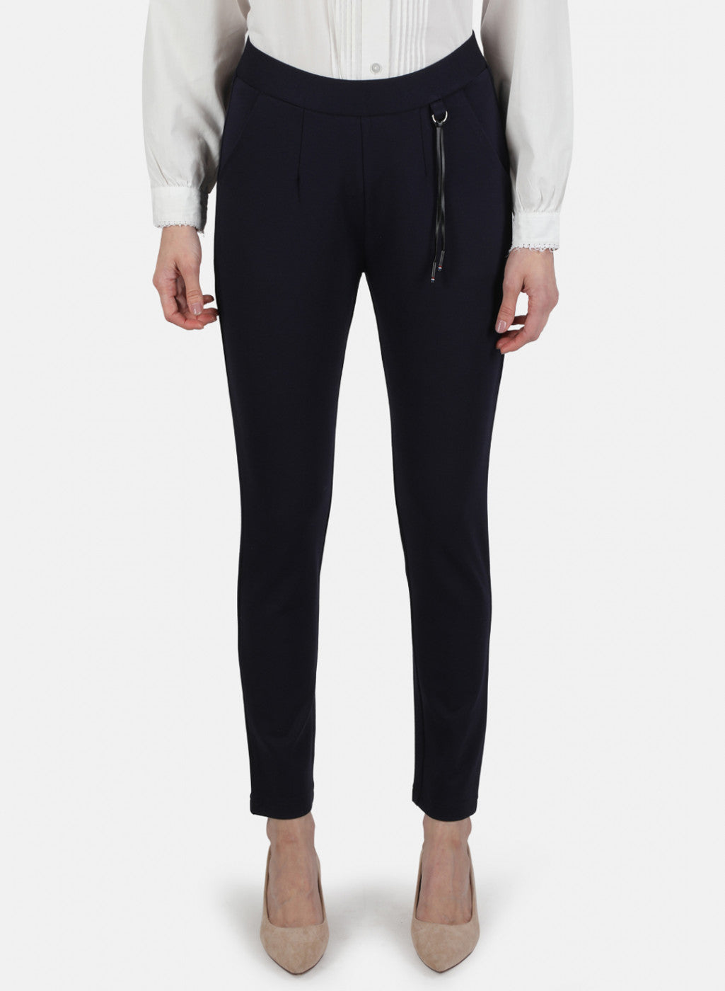 Women Navy Blue Solid Jegging