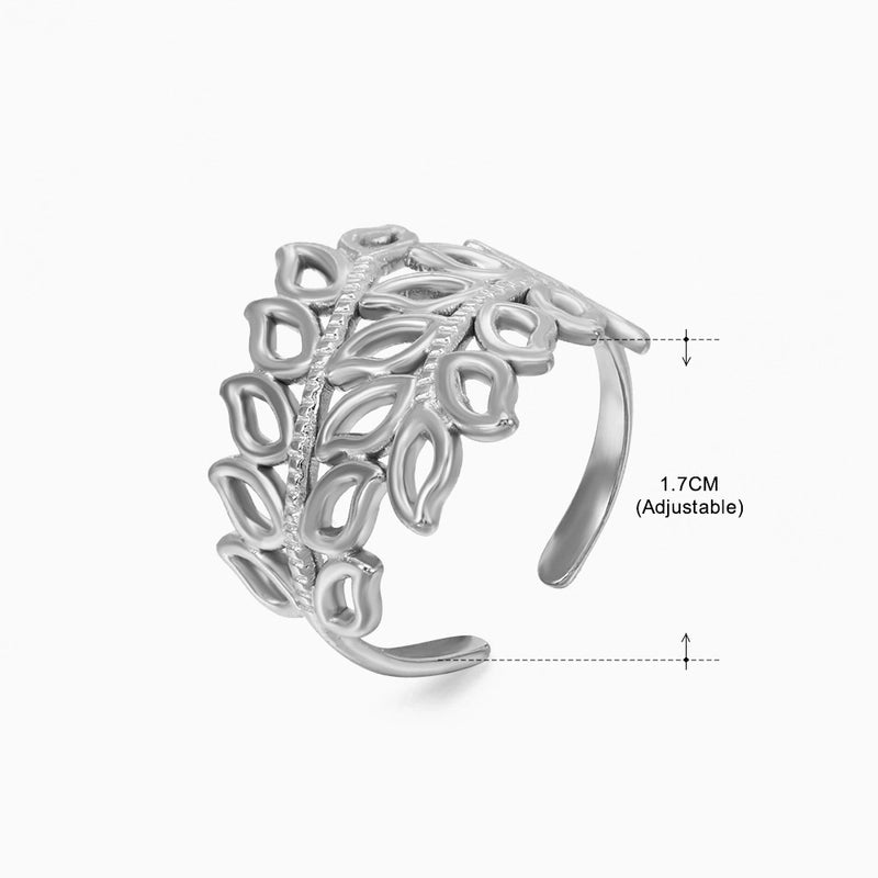 3 Pieces Basic Classic Style Geometric Leaf Stainless Steel Plating Open Rings