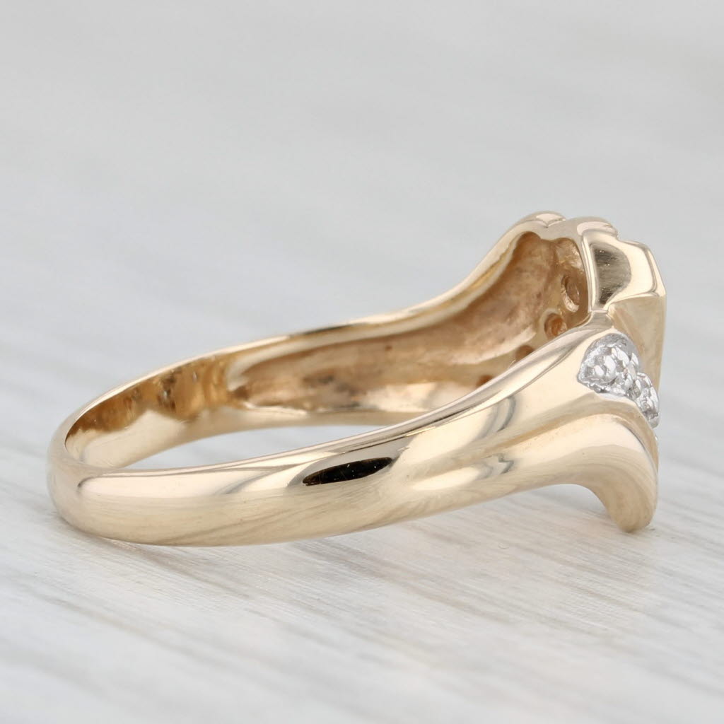 0.14ctw Blue Sapphire Diamond Bypass Ring 10k Yellow Gold Size 7.25