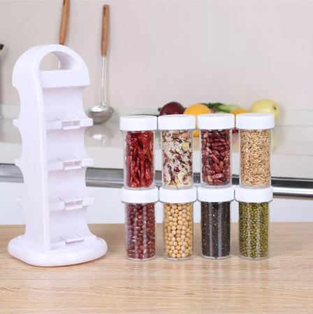 Revolving Spice Rack Organizer With Jars. Kitchen Spice Jars Shelf