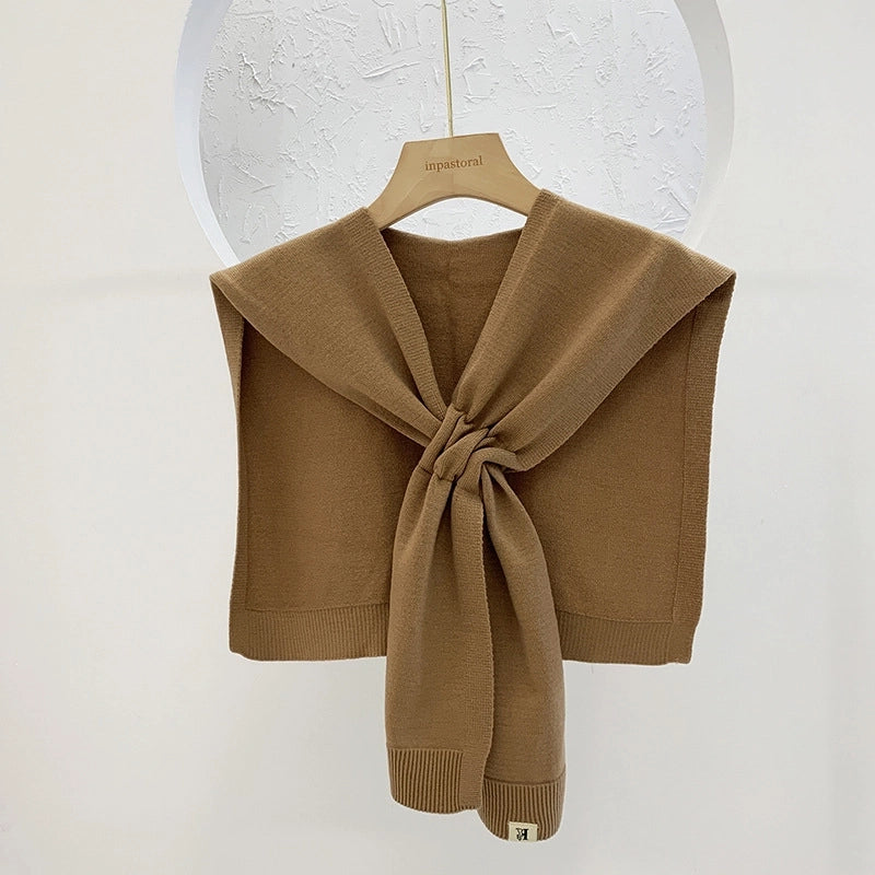 Unisex Casual Sweet Solid Color Knit Shawl