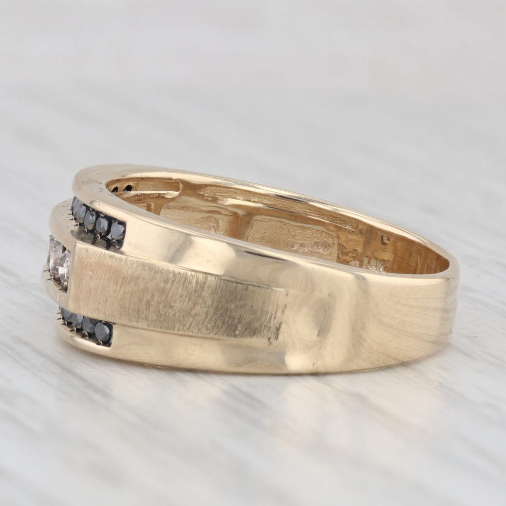 0.50ctw Brown Black Diamond Ring 14k Yellow Gold Size 10 Men's Wedding