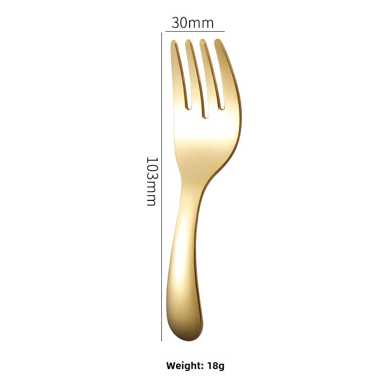 304 Stainless Steel Short Handle Spoon Mini Children's Tableware Ice Cream Dessert Spoon Tea Spoon Outdoor Travel Convenient