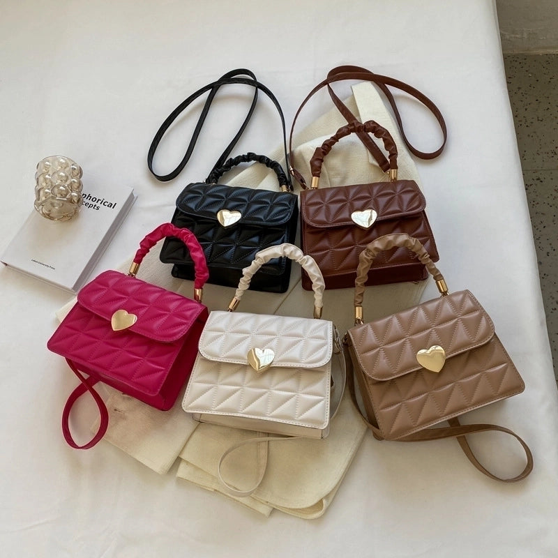 Women's Small Spring&summer Pu Leather Solid Color Fashion Square Flip Cover Handbag