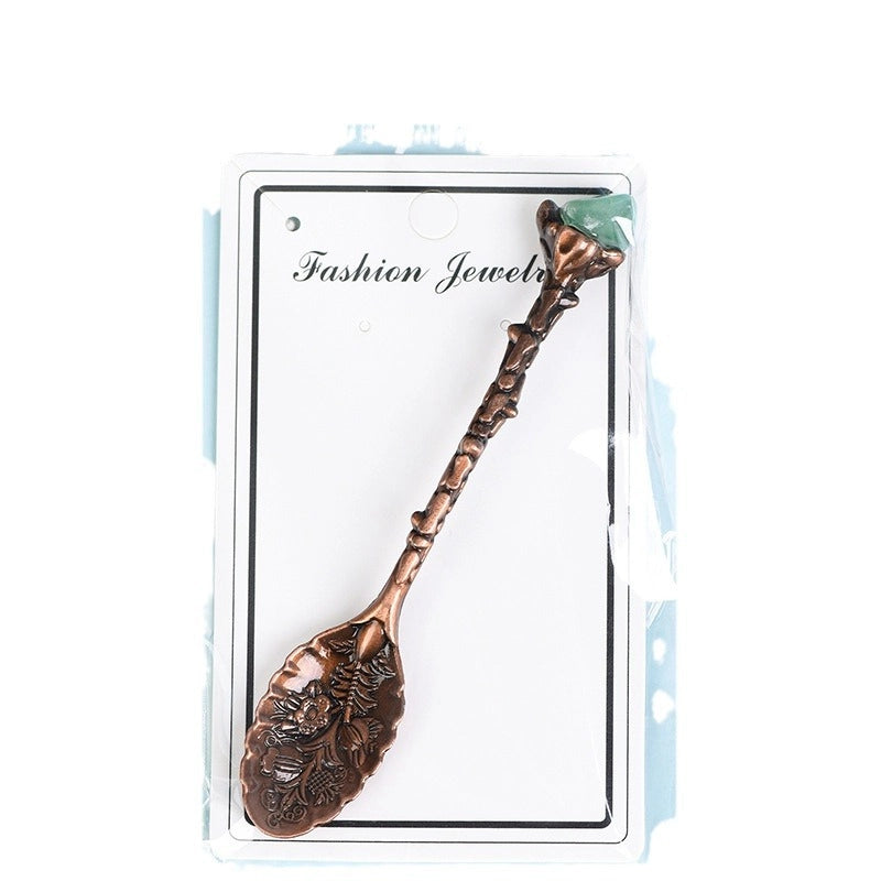 2 Pieces Elegant Lady Minimalist Geometric Crystal Spoon