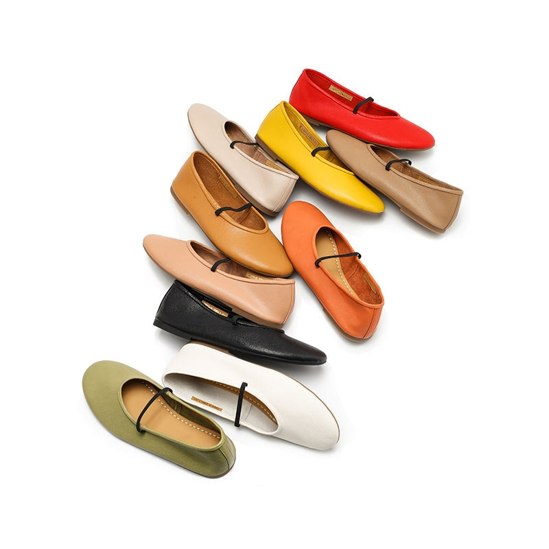 Studio Round Toe Soft Leather Casual Flats in 11 Colors