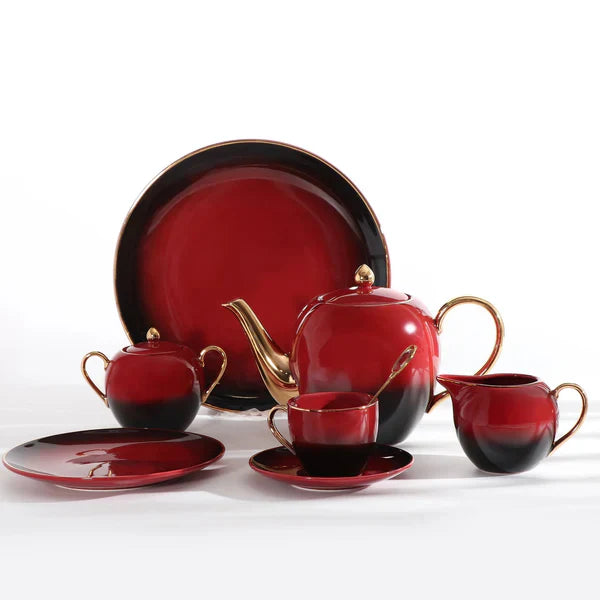 LUXORMOVE TEA & CAKE SET - RED & BLACK