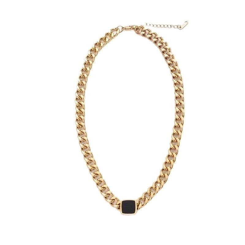 Minimalist Geometric 304 Stainless Steel Acrylic 18K Gold Plated Stoving Varnish Necklace